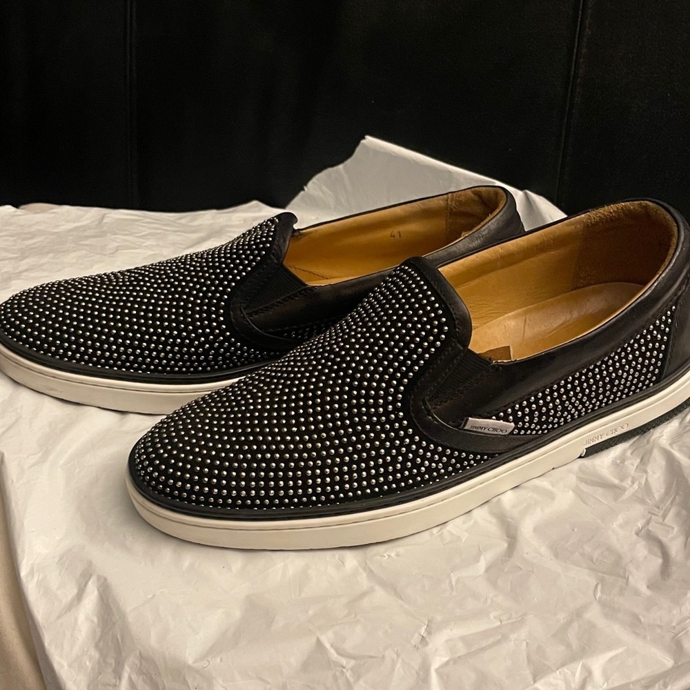 JIMMY CHOO Studded Black Slip-On Men's Shoes            SIZE 41EU /8US